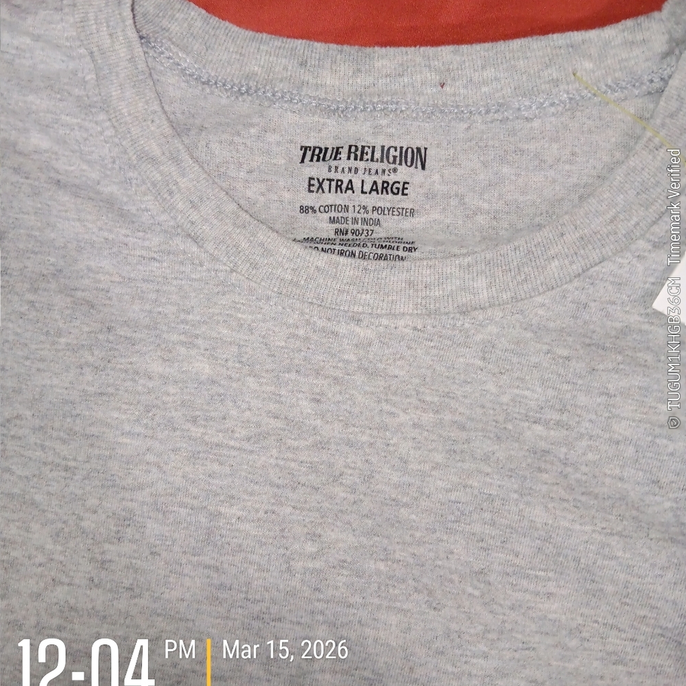 True Religion Men's Heather Gray Tee Sixe XL